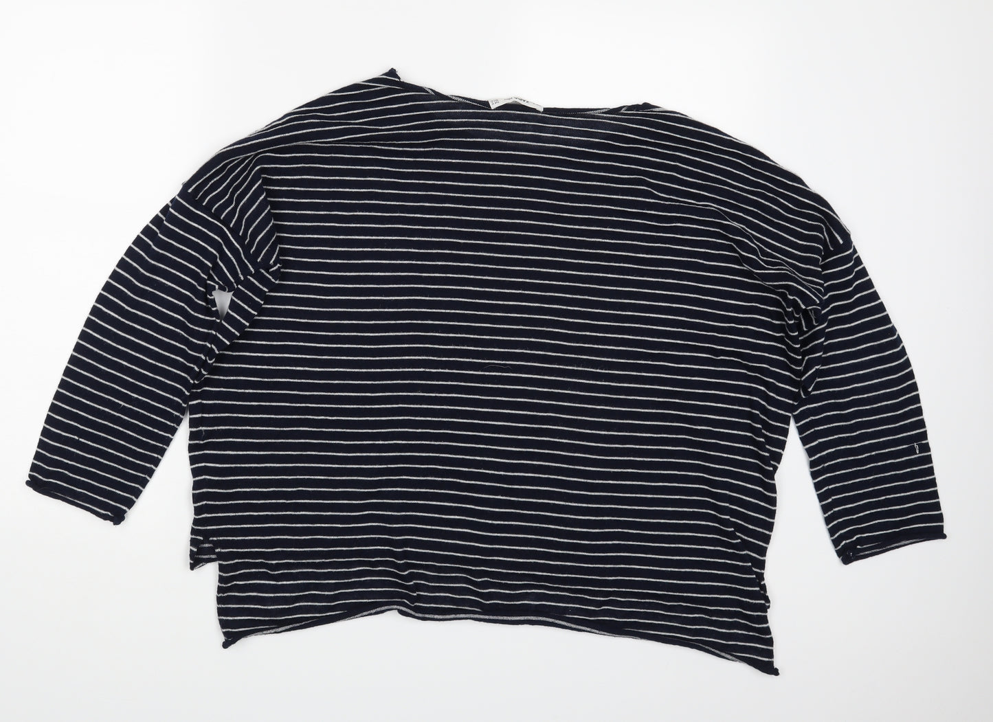 Zara Womens Blue Striped  Pullover Sweatshirt Size M