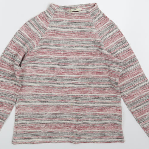 Oasis Womens Pink Striped  Pullover Jumper Size M