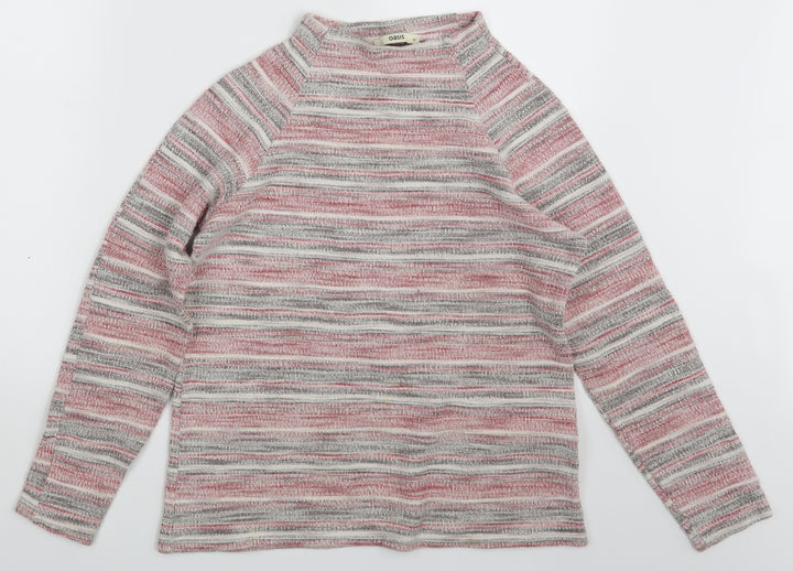 Oasis Womens Pink Striped Pullover Jumper Size M