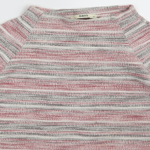 Oasis Womens Pink Striped  Pullover Jumper Size M