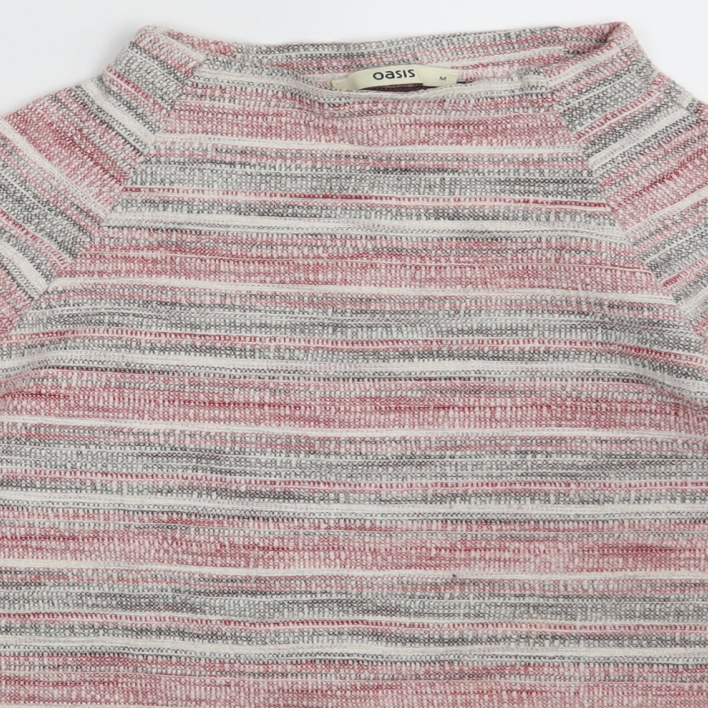 Oasis Womens Pink Striped  Pullover Jumper Size M