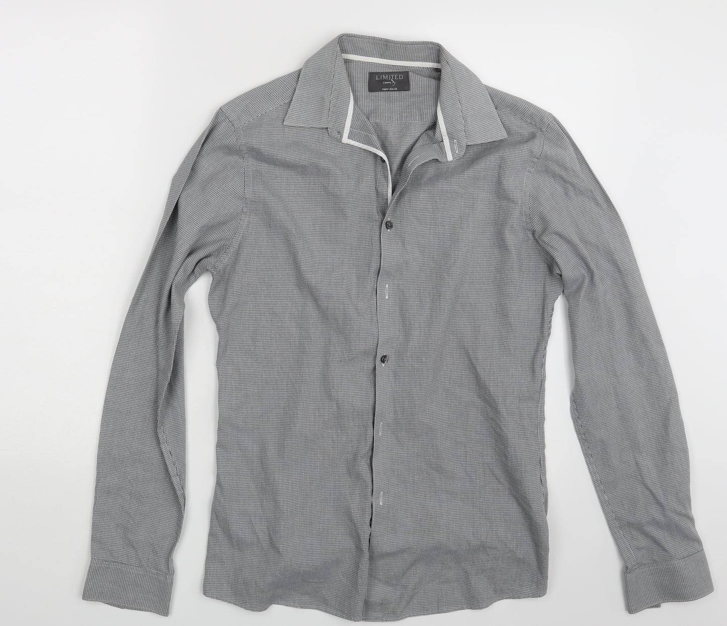 M&S Mens Grey Geometric   Button-Up Size S