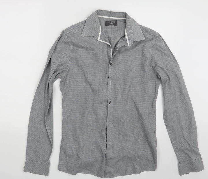 M&S Mens Grey Geometric   Button-Up Size S