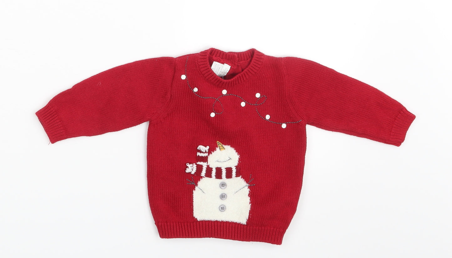 mamas & papas Baby Red   Pullover Jumper Size 0-3 Months  - Christmas Jumper