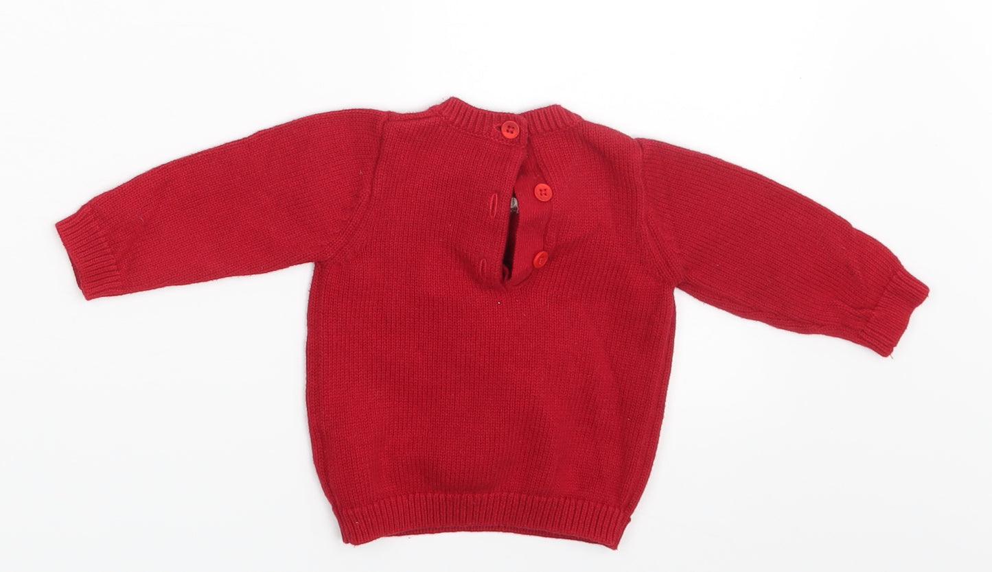 mamas & papas Baby Red   Pullover Jumper Size 0-3 Months  - Christmas Jumper