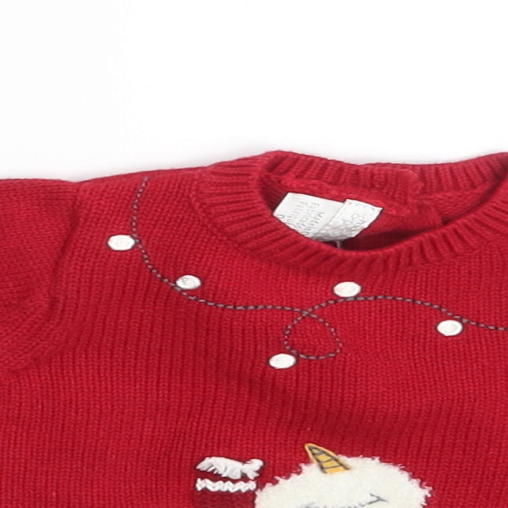 mamas & papas Baby Red   Pullover Jumper Size 0-3 Months  - Christmas Jumper