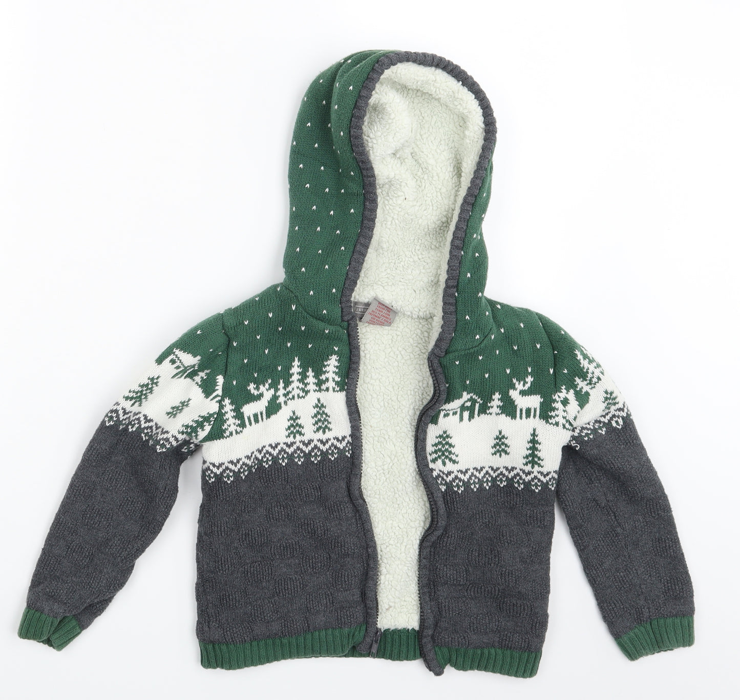 Jarvis Archer Boys Multicoloured Animal Print  Full Zip Jumper Size 4 Years  - Seasonal Christmas Festive Holiday