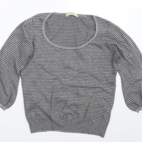M&S Womens Grey Striped  Pullover Jumper Size 12
