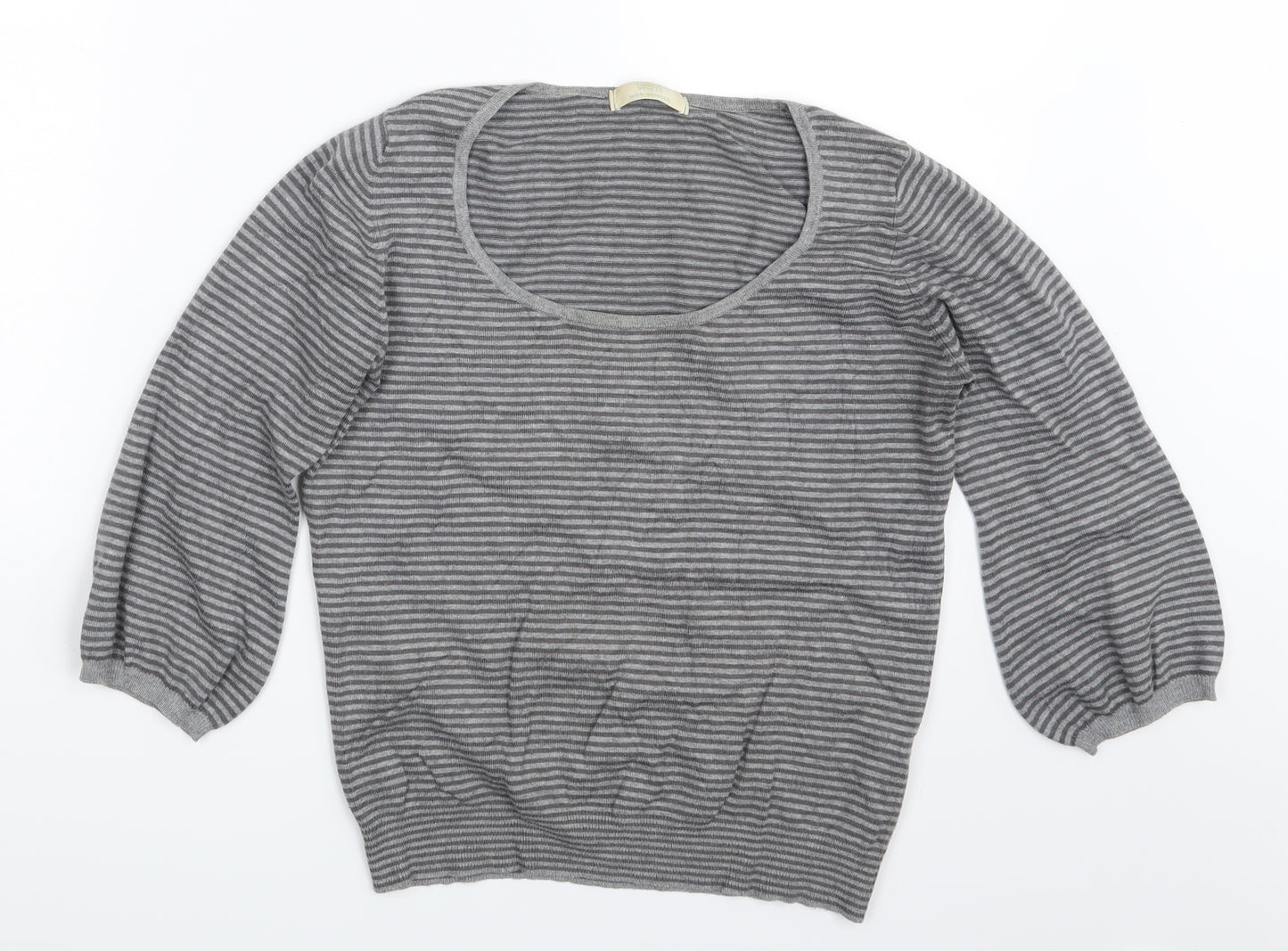 M&S Womens Grey Striped  Pullover Jumper Size 12