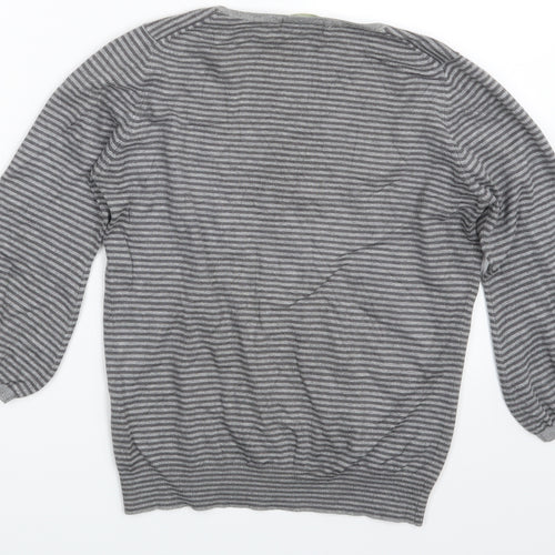 M&S Womens Grey Striped  Pullover Jumper Size 12