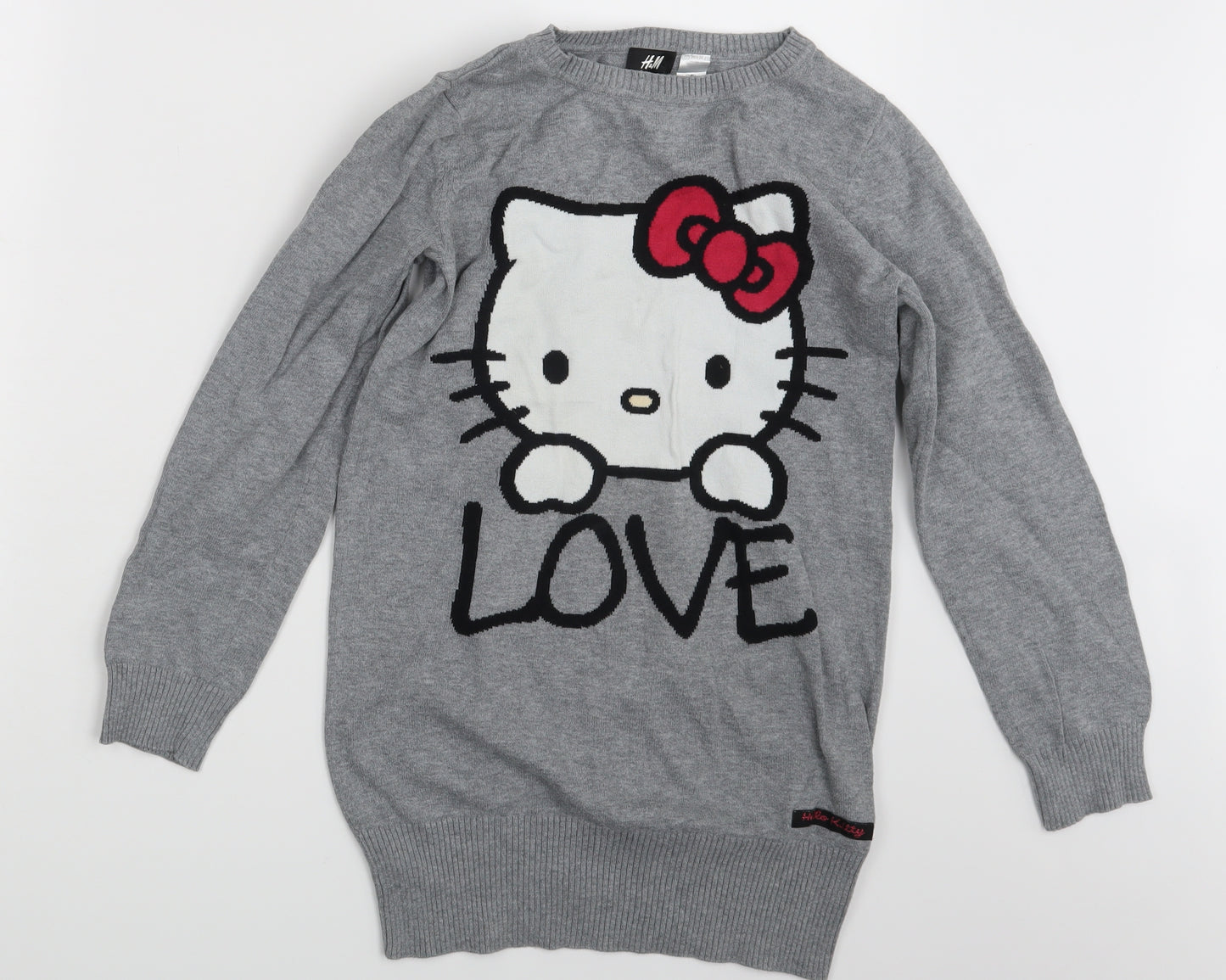 Hello Kitty Girls Green Animal Print  Pullover Jumper Size 10-11 Years