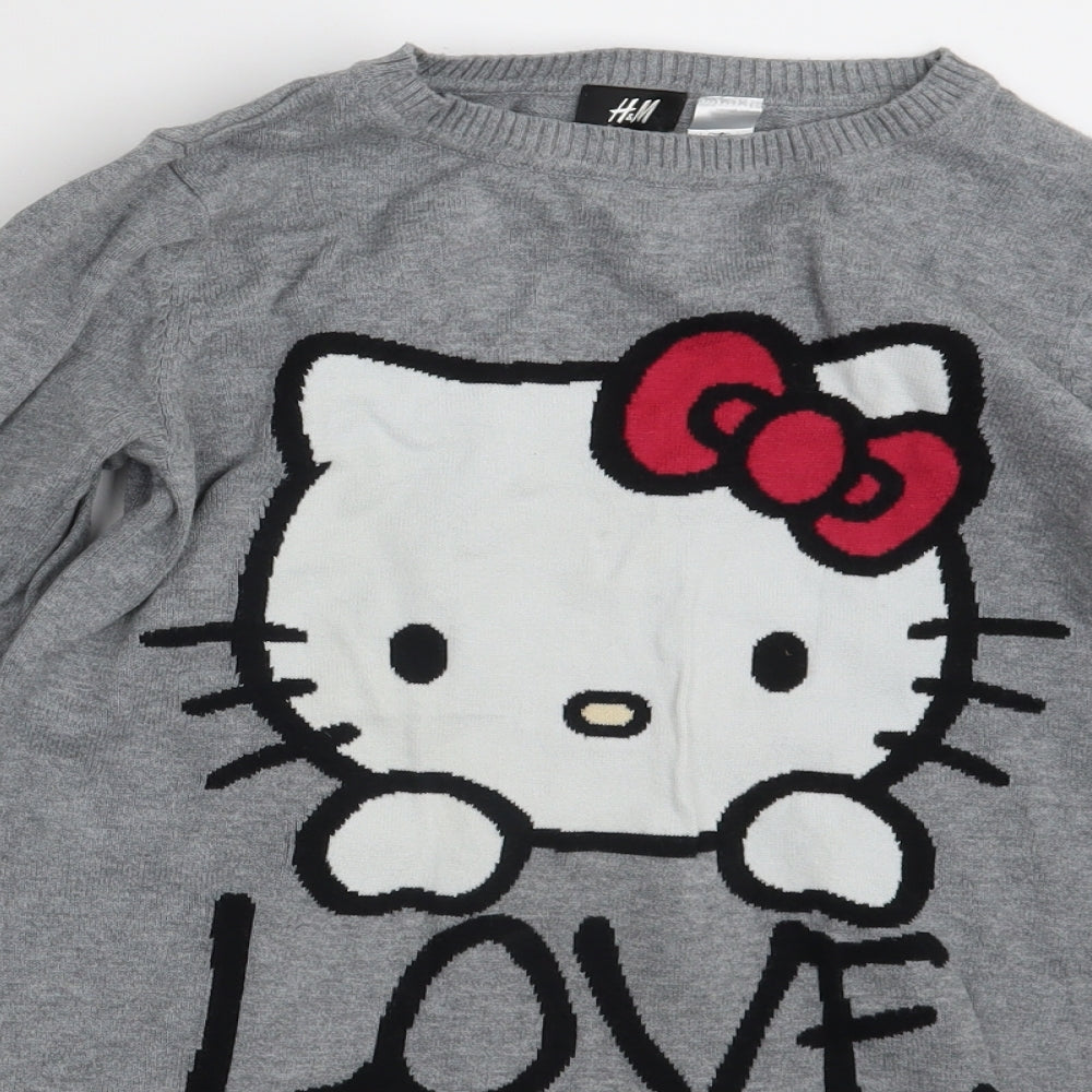 Hello Kitty Girls Green Animal Print  Pullover Jumper Size 10-11 Years