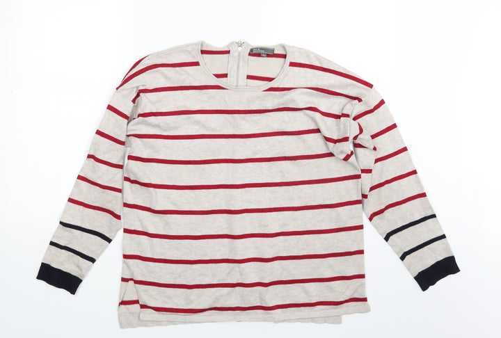 89th & Madison Womens Multicoloured Striped Pullover Jumper Size L