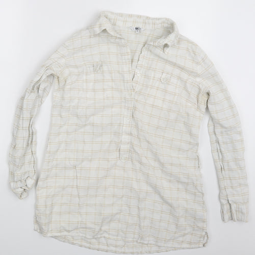 M&Co. Womens Ivory Check  Basic Button-Up Size 16