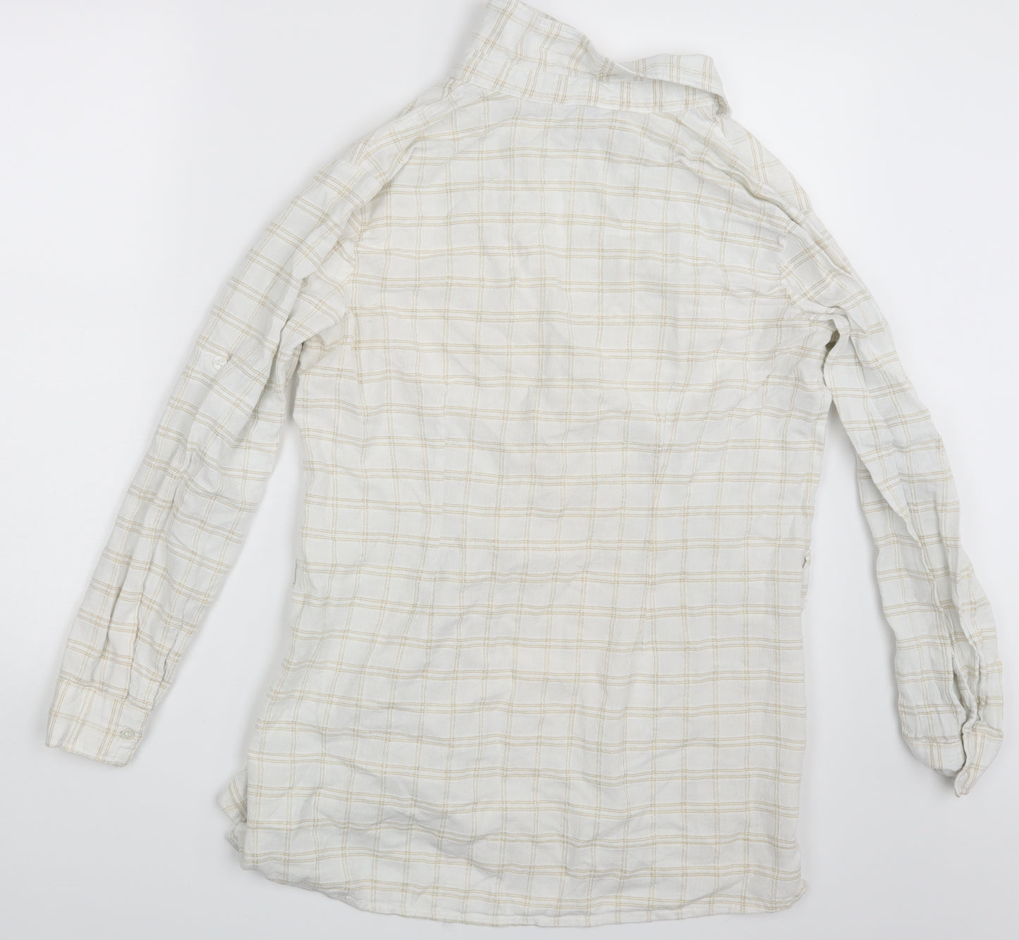 M&Co. Womens Ivory Check  Basic Button-Up Size 16