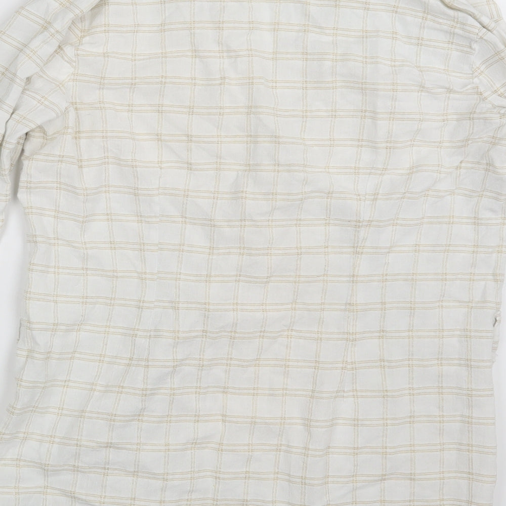 M&Co. Womens Ivory Check  Basic Button-Up Size 16