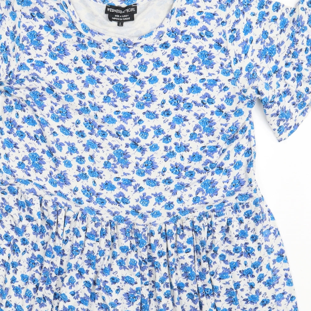 Wednesday's Girl Womens Multicoloured Floral  Basic T-Shirt Size L