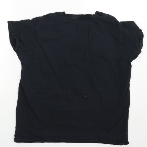 Gildan  Womens Black Animal Print  Basic T-Shirt Size L