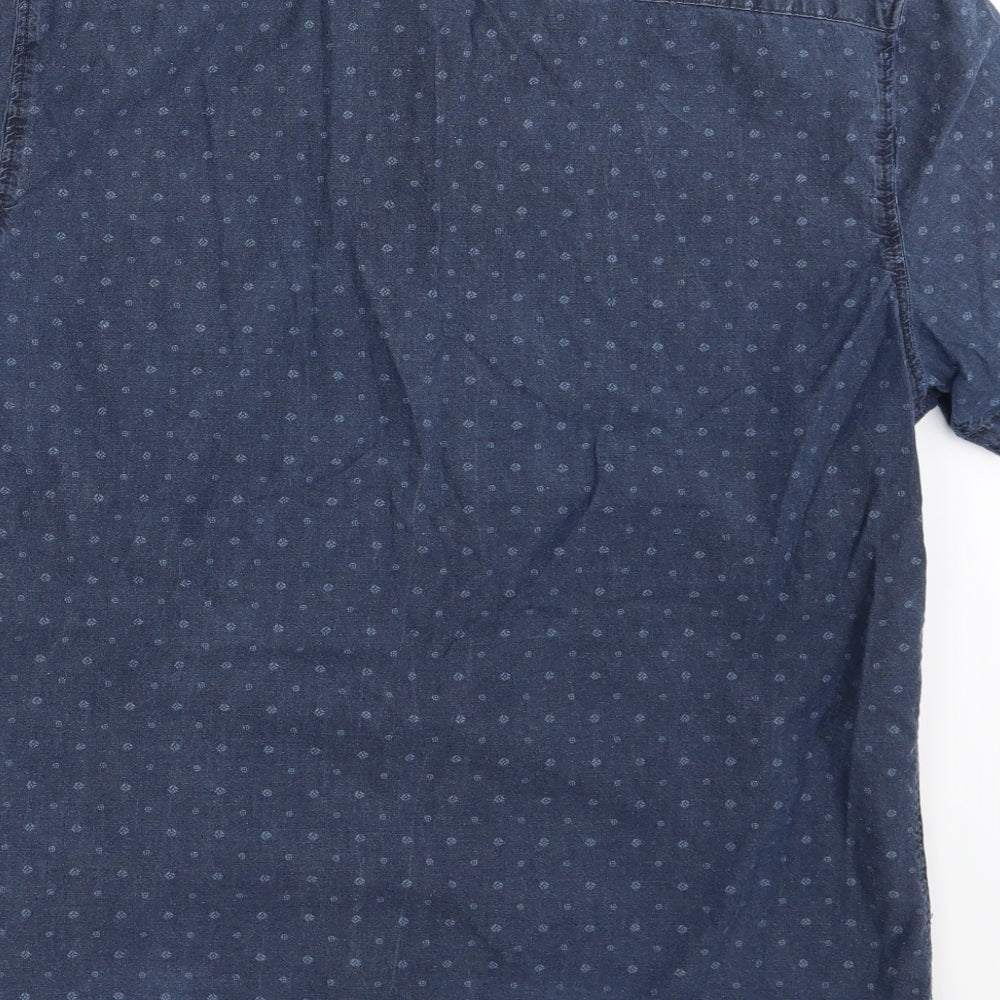 David Jones Mens Blue Polka Dot   Button-Up Size M