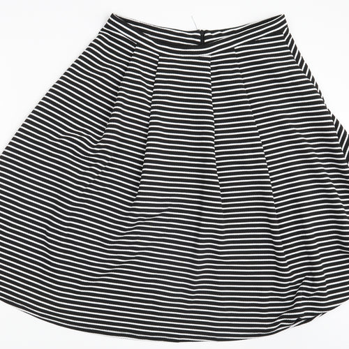 NEXT Womens Black Striped  A-Line Skirt Size 14