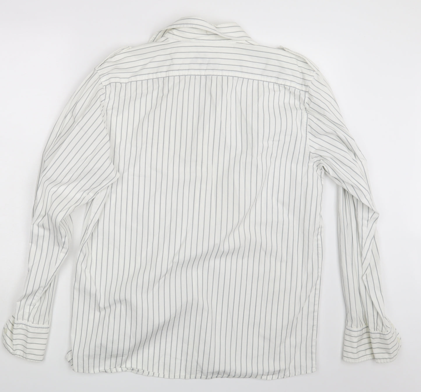 Urban Spirit Mens White Striped   Button-Up Size L