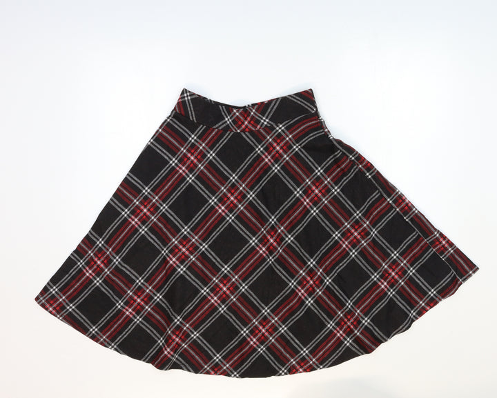 FOREVER 21 Womens Black Check Flare Skirt Size XS