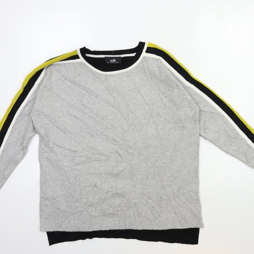 Wallis Womens Grey Striped Knit Pullover Jumper Size S