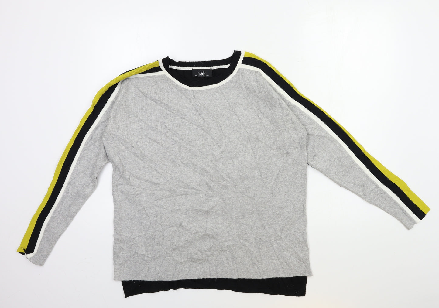 Wallis Womens Grey Striped Knit Pullover Jumper Size S