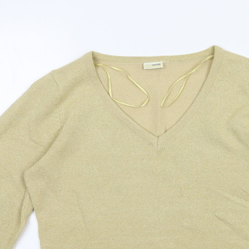 ETHLE AUSTIN Womens Gold  Knit Pullover Jumper Size S