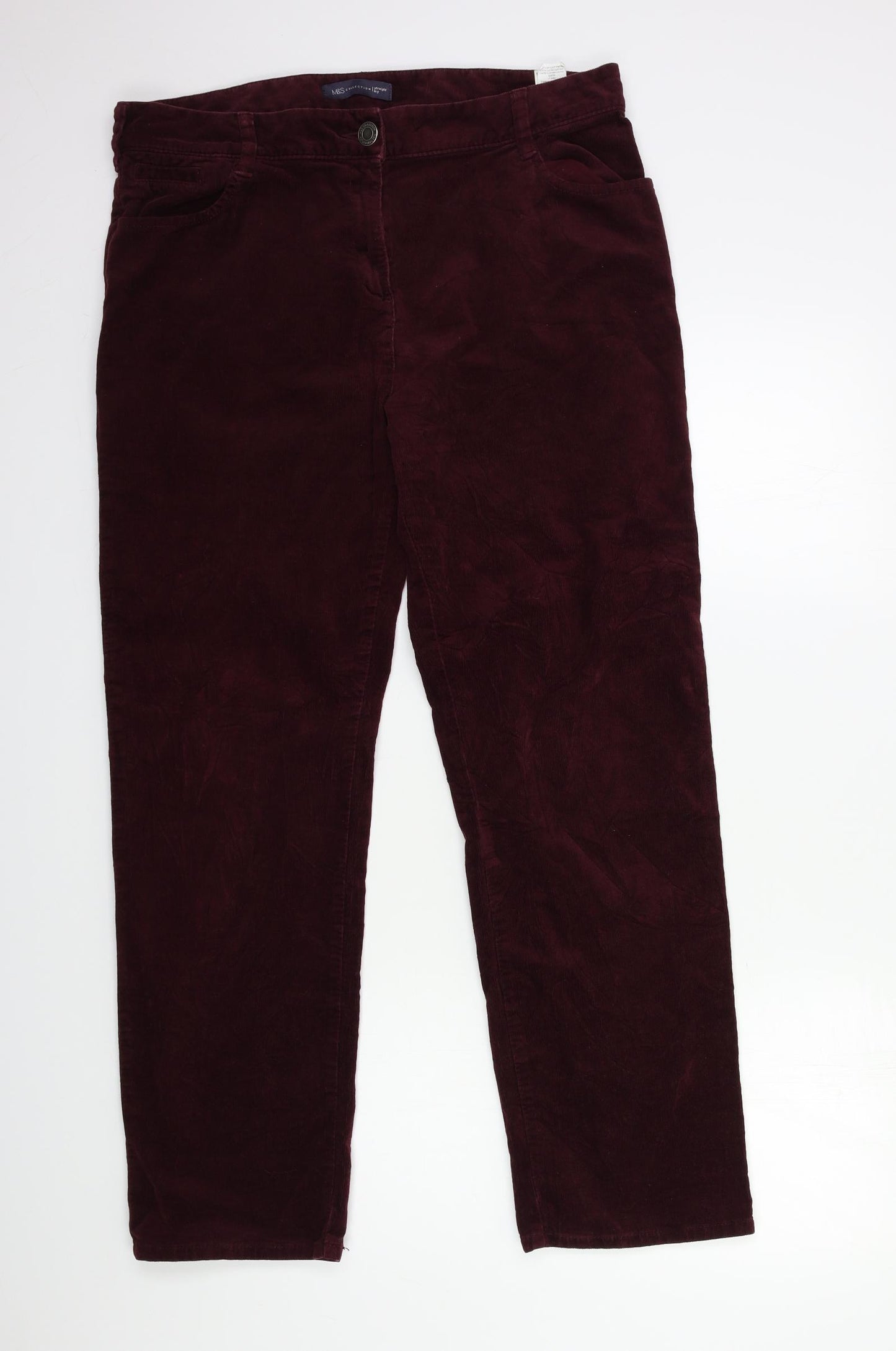 Marks and Spencer Womens Red  Corduroy Trousers  Size 16 L29 in