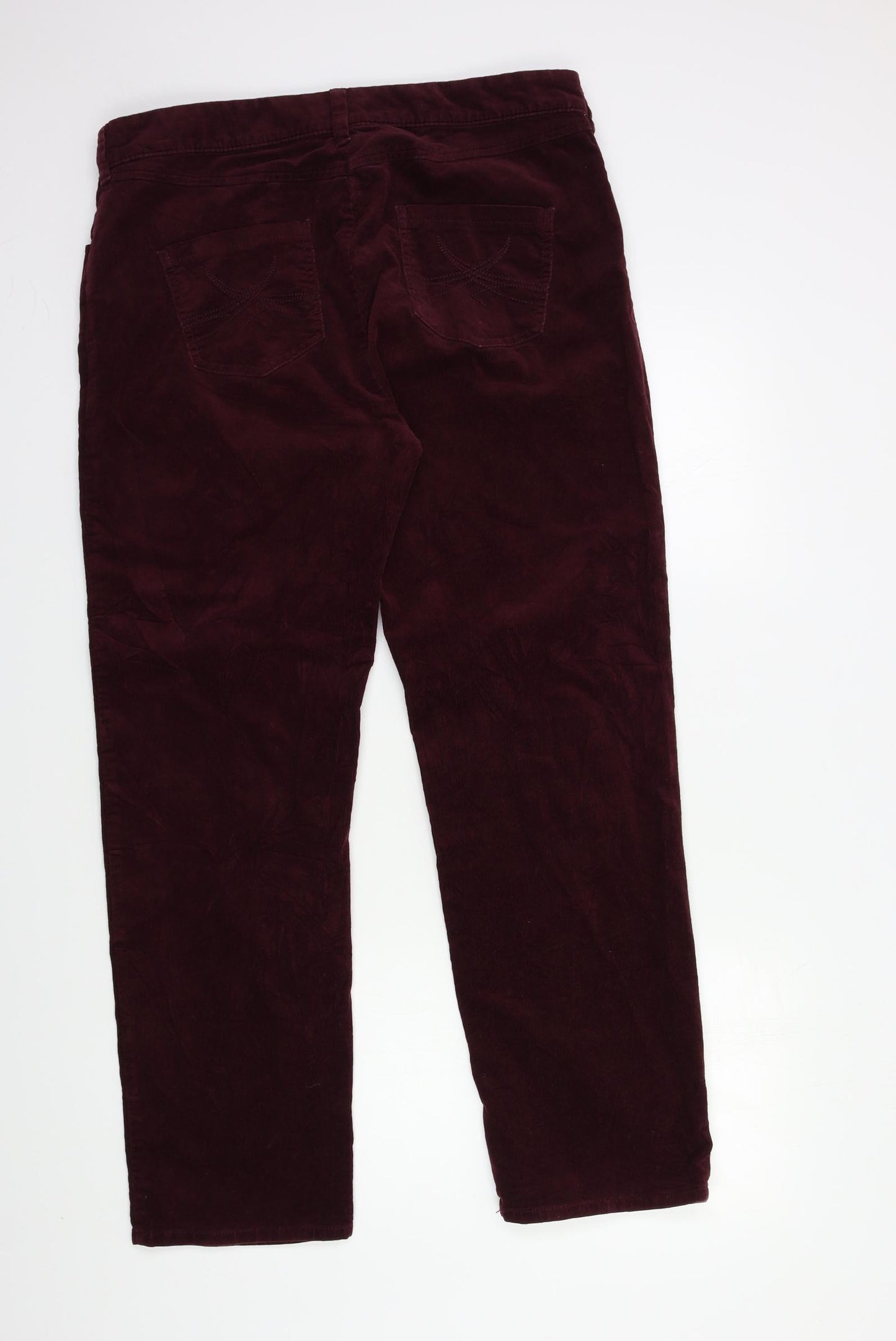 Marks and Spencer Womens Red  Corduroy Trousers  Size 16 L29 in
