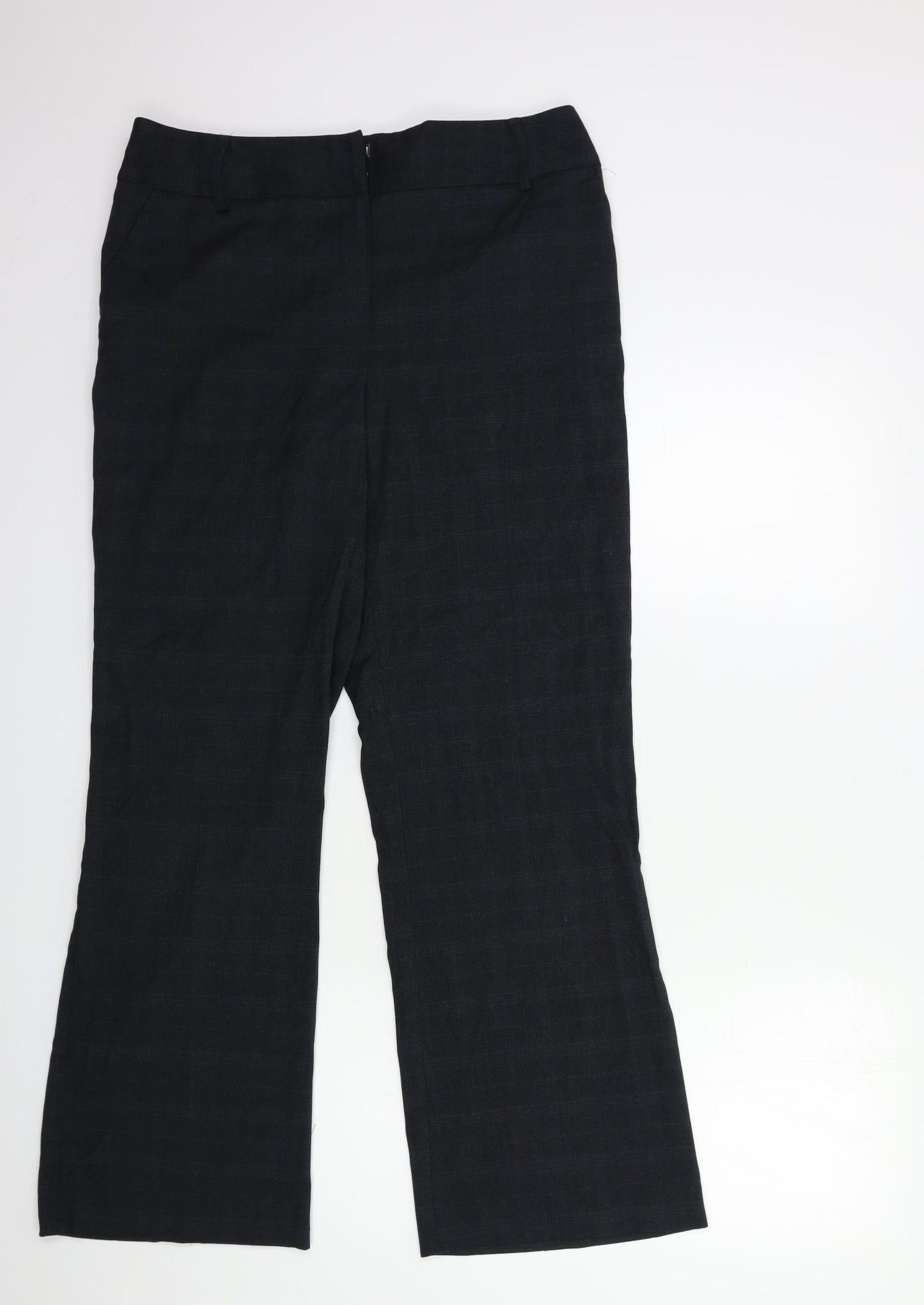 Papaya Womens Black Check  Trousers  Size 14 L30 in