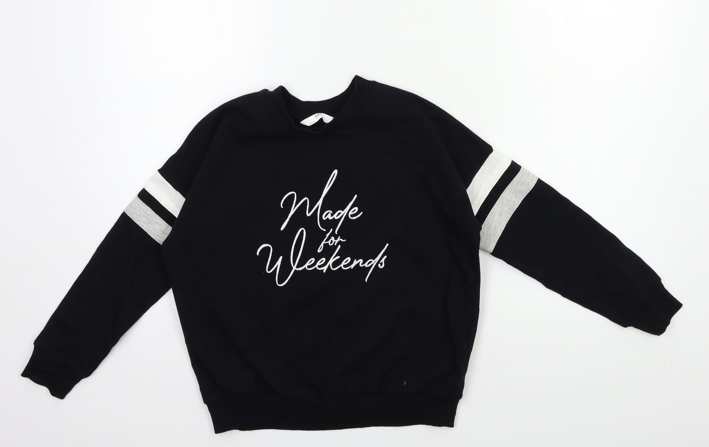 Marks and Spencer Girls Black Striped  Pullover Sweatshirt Size 9-10 Years