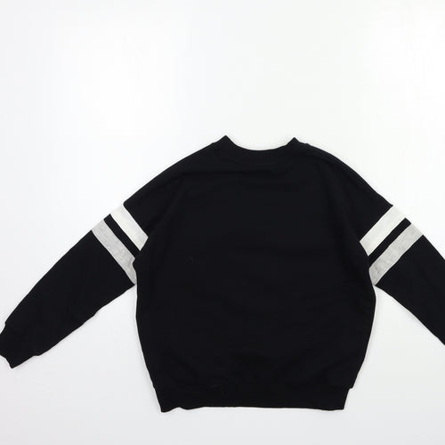 Marks and Spencer Girls Black Striped  Pullover Sweatshirt Size 9-10 Years