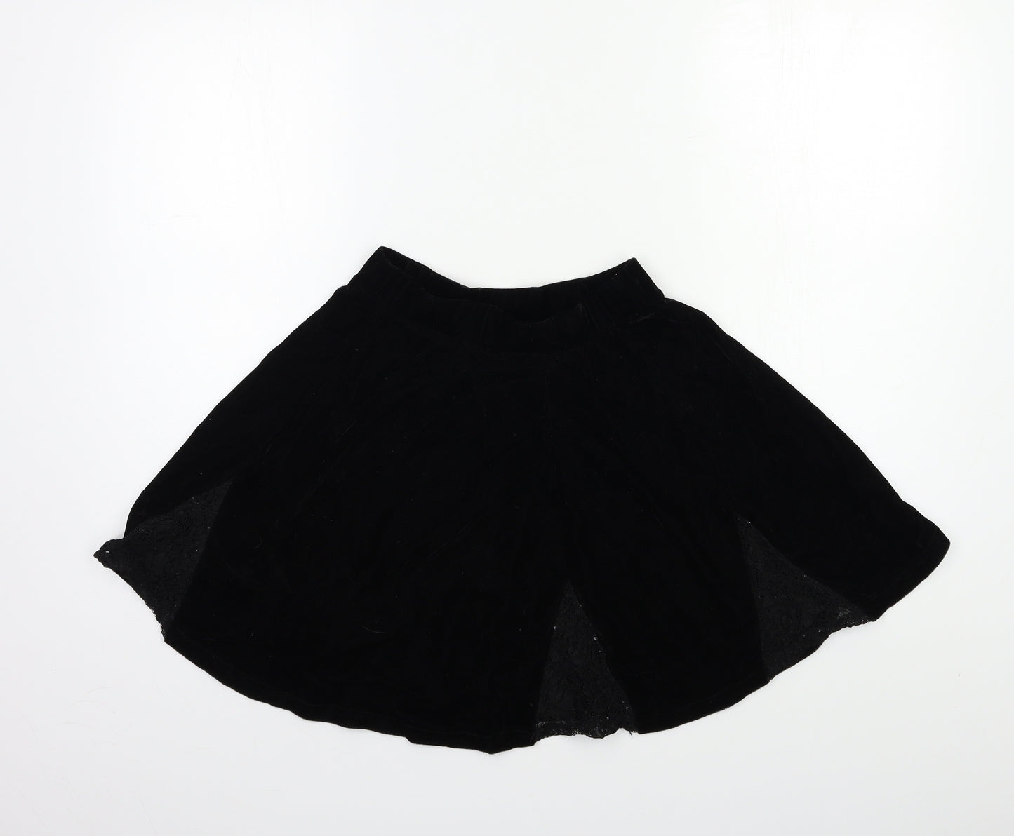 Topshop Womens Black  Velour Flare Skirt Size 8