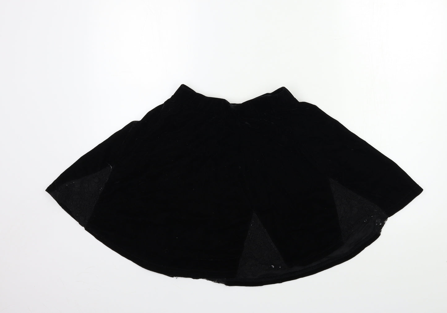Topshop Womens Black  Velour Flare Skirt Size 8