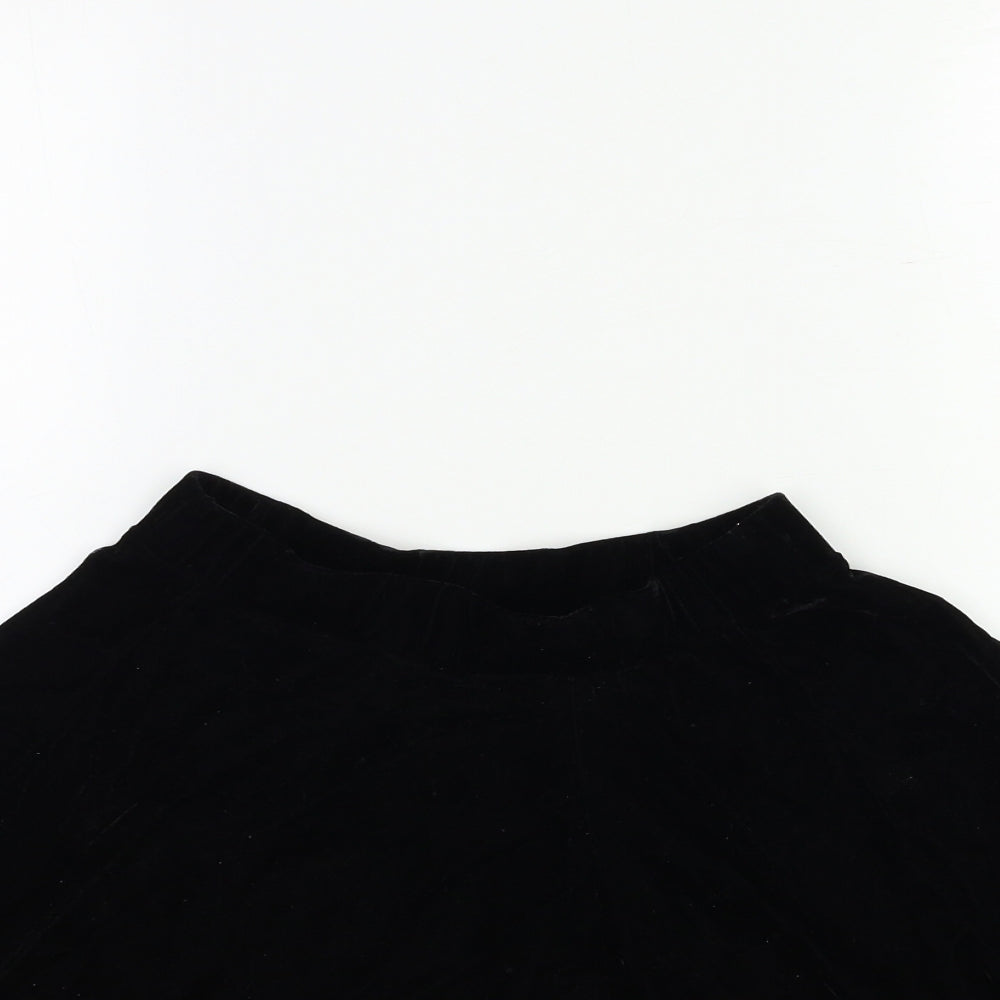 Topshop Womens Black  Velour Flare Skirt Size 8