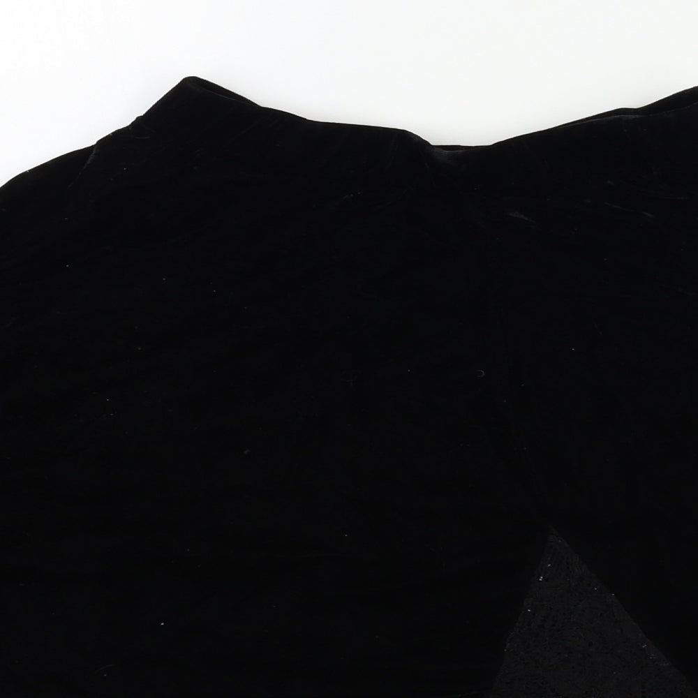 Topshop Womens Black  Velour Flare Skirt Size 8