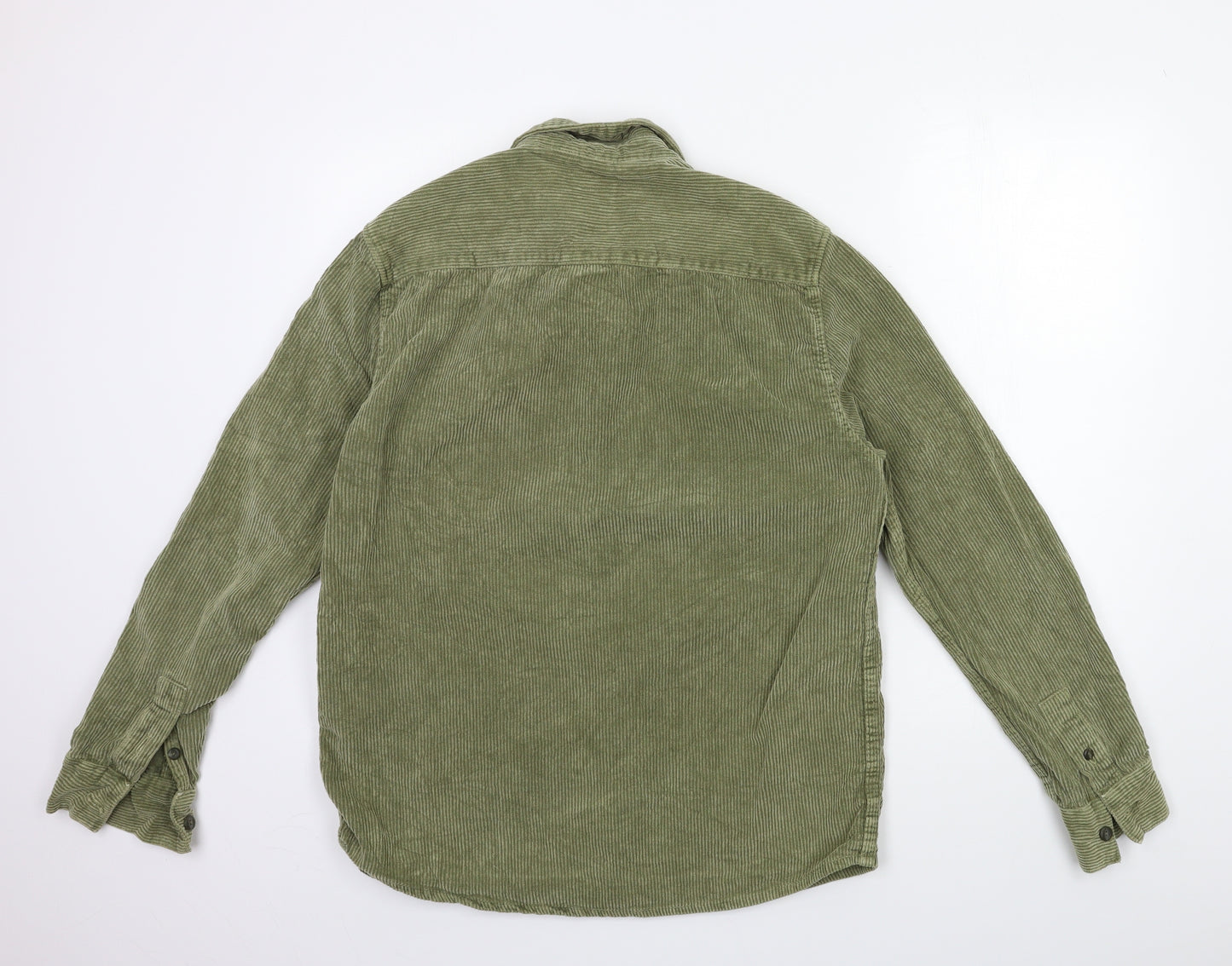 Zara Mens Green  Corduroy  Button-Up Size M