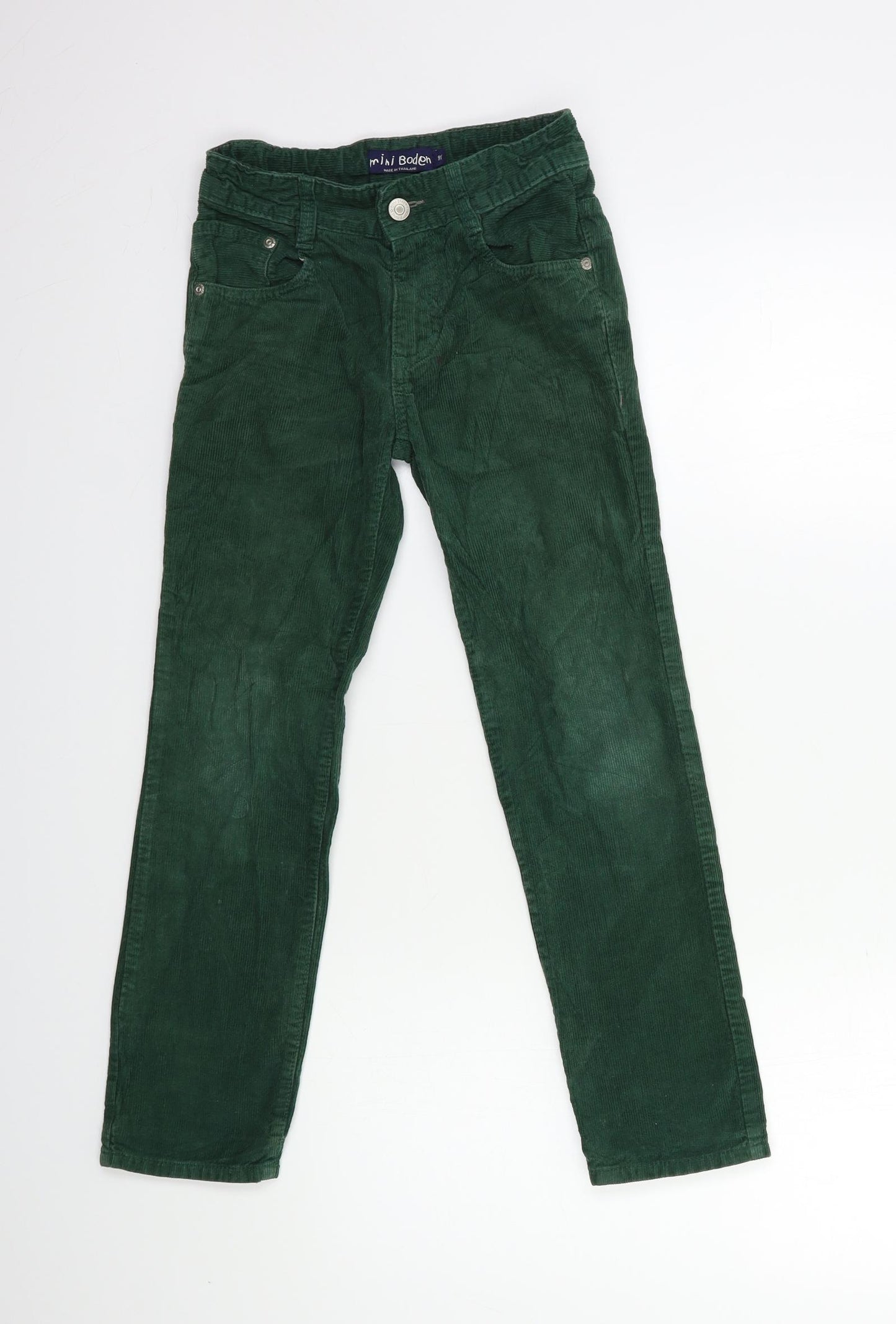 Mini Boden Boys Green  Corduroy  Trousers Size 9 Years