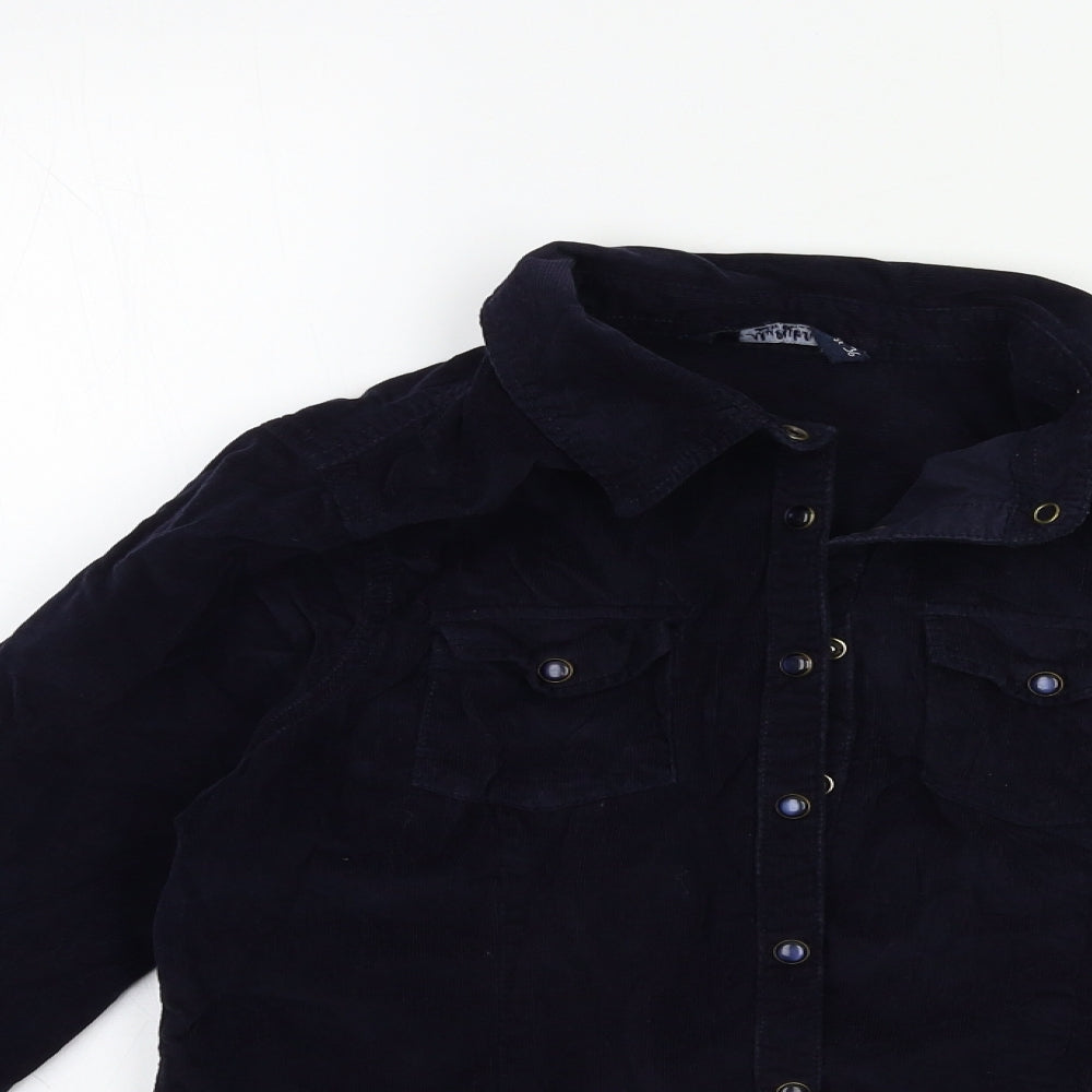 Multiblu Womens Blue  Corduroy Basic Button-Up Size 8