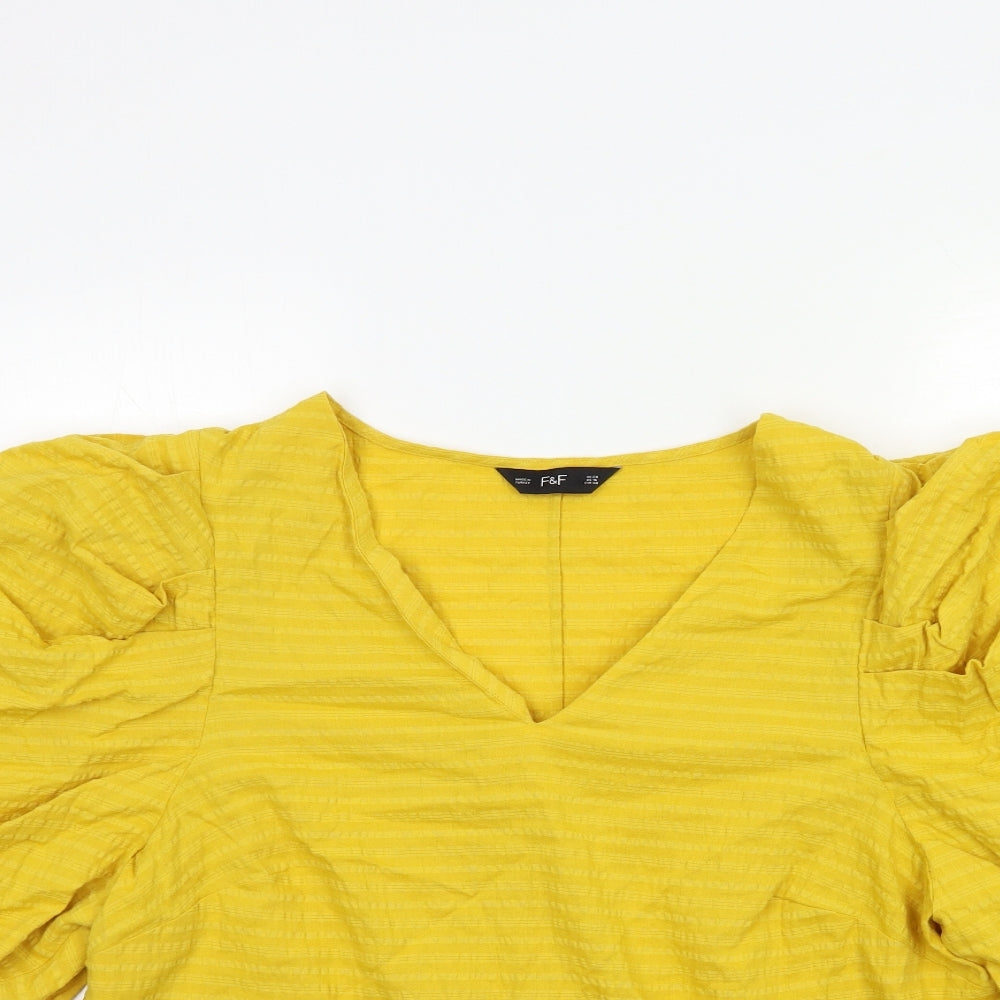 F&F Womens Yellow   Basic Blouse Size 20  - Puff sleeve