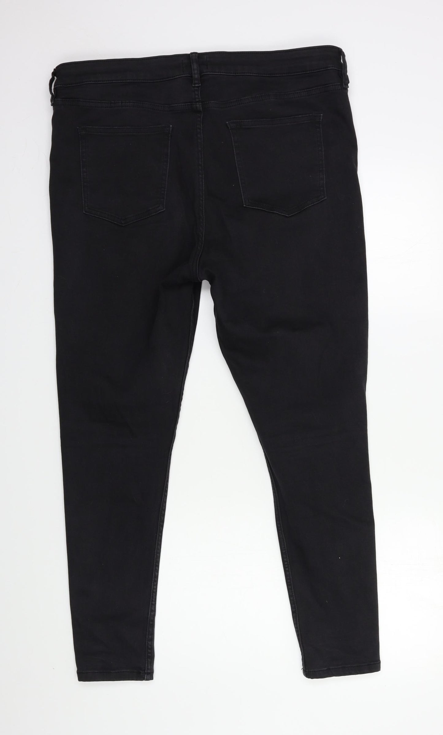 F&F Womens Black Striped Denim Skinny Jeans Size 18 L27 in