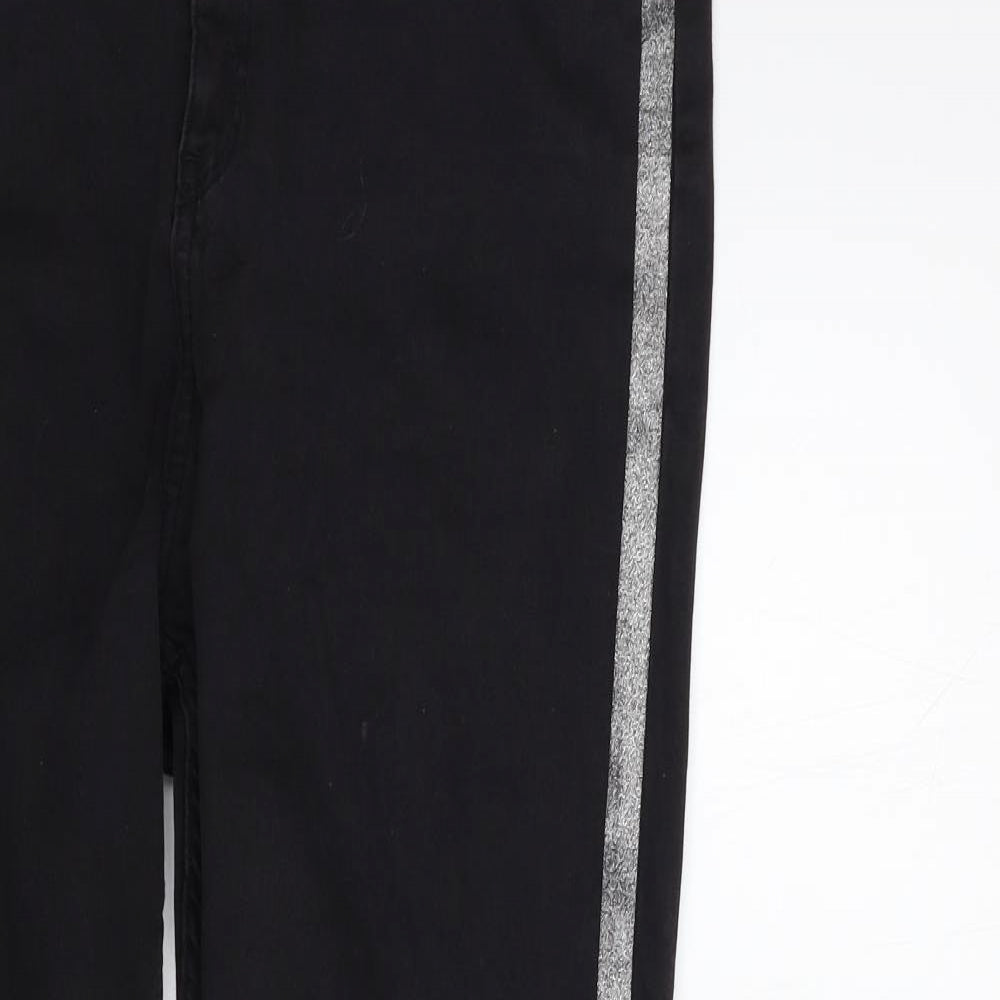 F&F Womens Black Striped Denim Skinny Jeans Size 18 L27 in