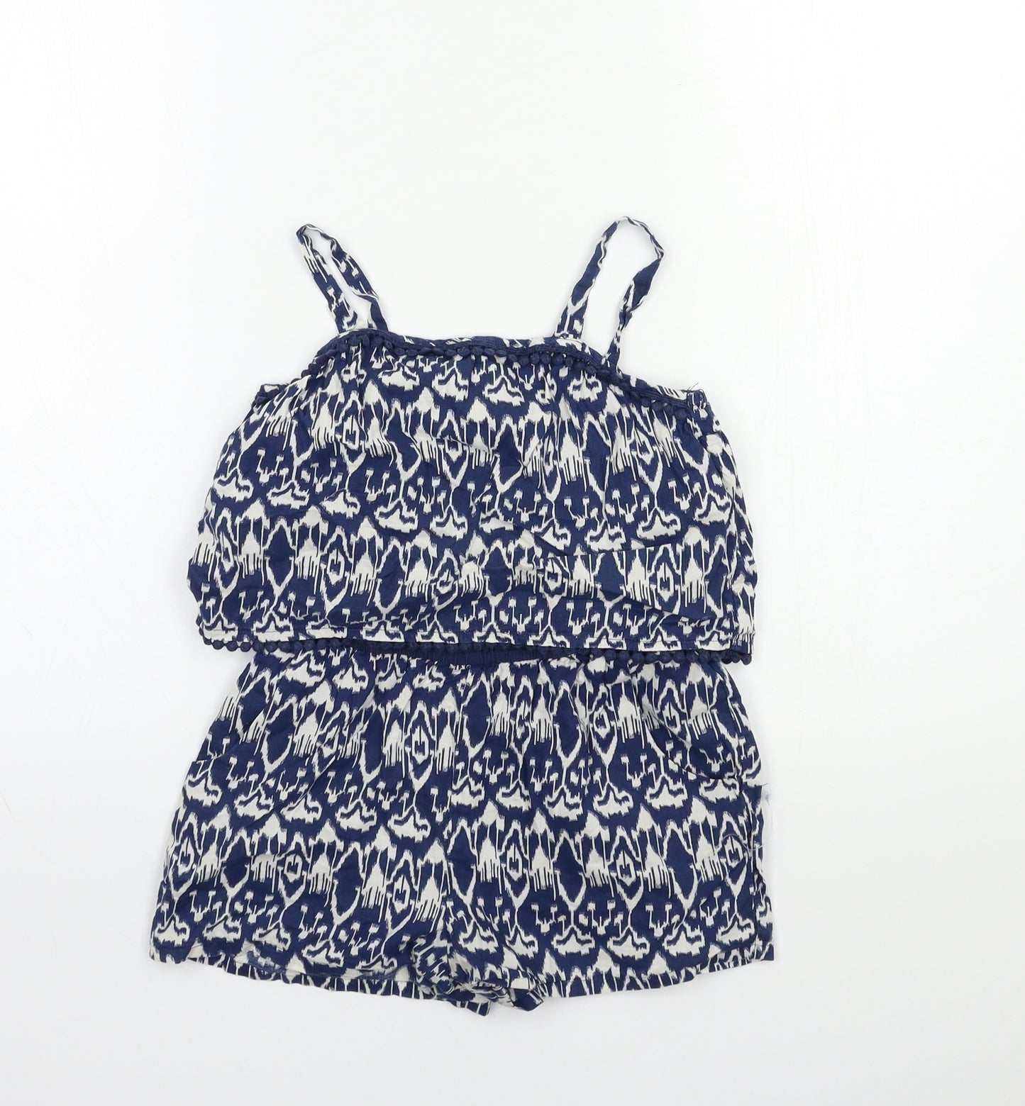 NEXT Girls Blue Geometric  Playsuit One-Piece Size 4-5 Years
