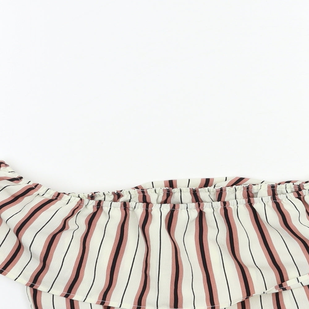 New Look Boys Beige Striped  Basic Button-Up Size 13 Years