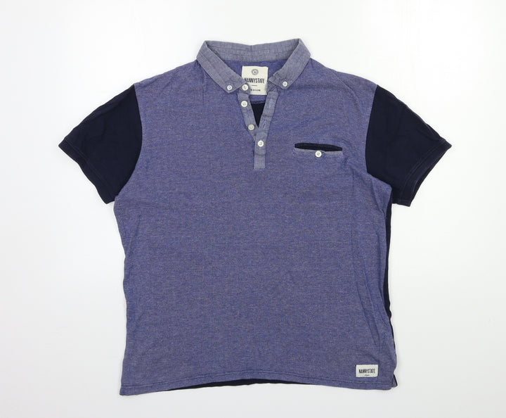 Nanny State Mens Blue Polo Size M
