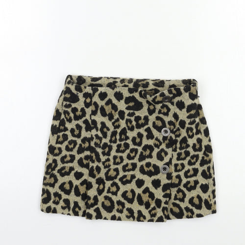 NEXT Girls Beige Animal Print  Mini Skirt Size 7 Years