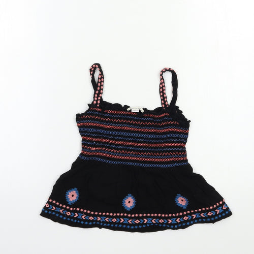 River Island Girls Black Striped  Basic T-Shirt Size 5-6 Years