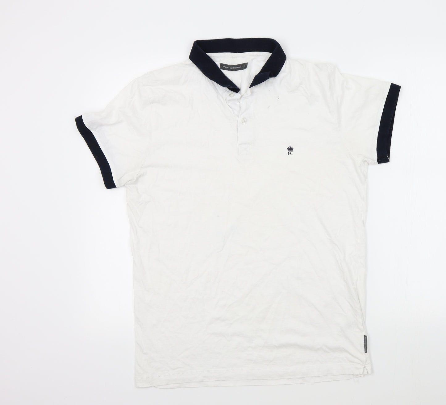 French Connection Mens White Colourblock   T-Shirt Size XL